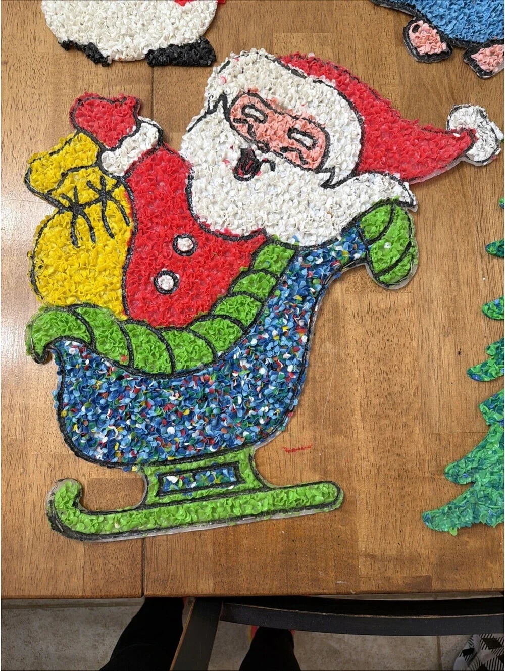 VTG Christmas Melted Plastic Popcorn Santa Angel Tree Frosty Snowman Decor 1970s